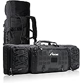 Axceri Double Rifle Bag, 36/42 Inch Tactical Gun Bag with Pistol Pouch & Molle, 1680D Durable Rifle Case for Hunting, Range & Transport, Lockable Compartments, Backpack Straps