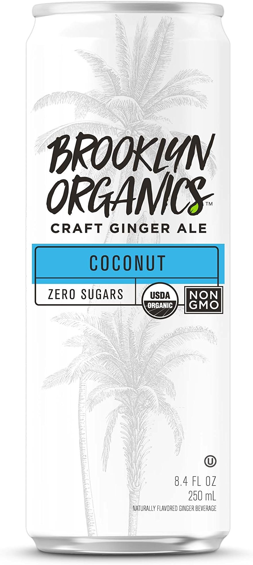 Brooklyn Organics Ginger Ale Coconut (24 pack, 8. 4 oz can)