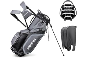 BOBOPRO Golf Stand Bag, Golf Bags with Stand, 14 Way Top Divider Golf Club Bag with 7 Pockets, Cooler Pouch and Rain Hood, Dual Shoulder Straps, Lightweight and Waterproof for Men Women