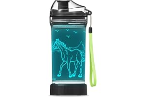 YuanDian Light Up Kids Water Bottle with 3D Horse Design- 14 OZ Tritan BPA Free - Cool Drinking Cups Gift for School Kindergarten Boys and Girls