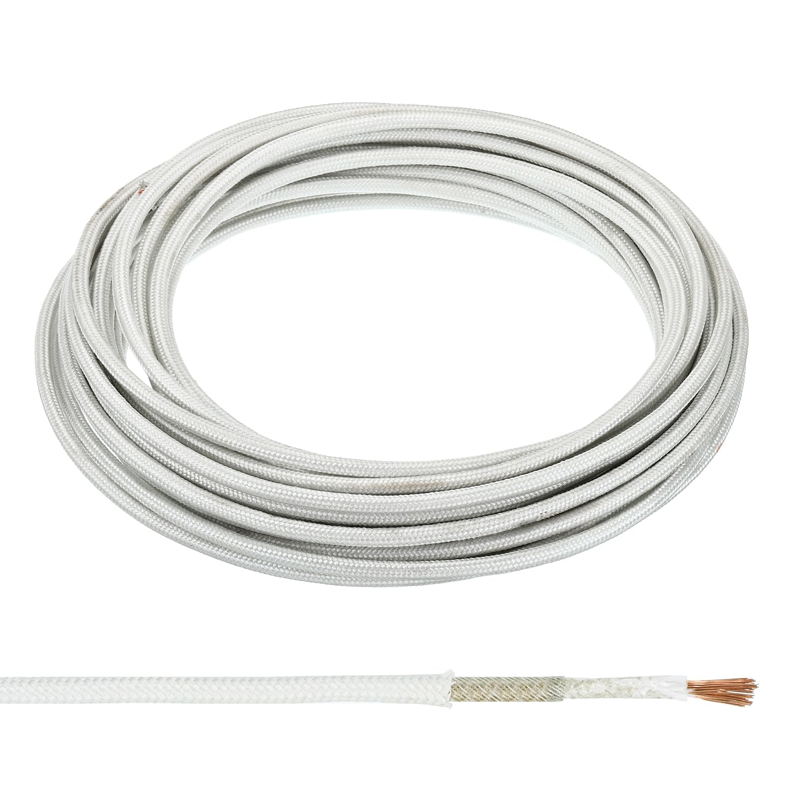 PATIKIL 9.8Ft 7AWG High Temperature Wire, -60-350 Degrees Celsius Mica Glass Fiber Electronic Wire Insulated Heat Resistant Electronical Flexible Cable for Lamp Boiler Heater, White