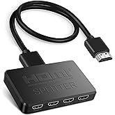 avedio links HDMI Splitter 1 in 4 Out with HDMI2.0 Cable, 4K HDMI Splitter Duplicate/Mirror Screen Only (Not Extend), 1x4 HDM