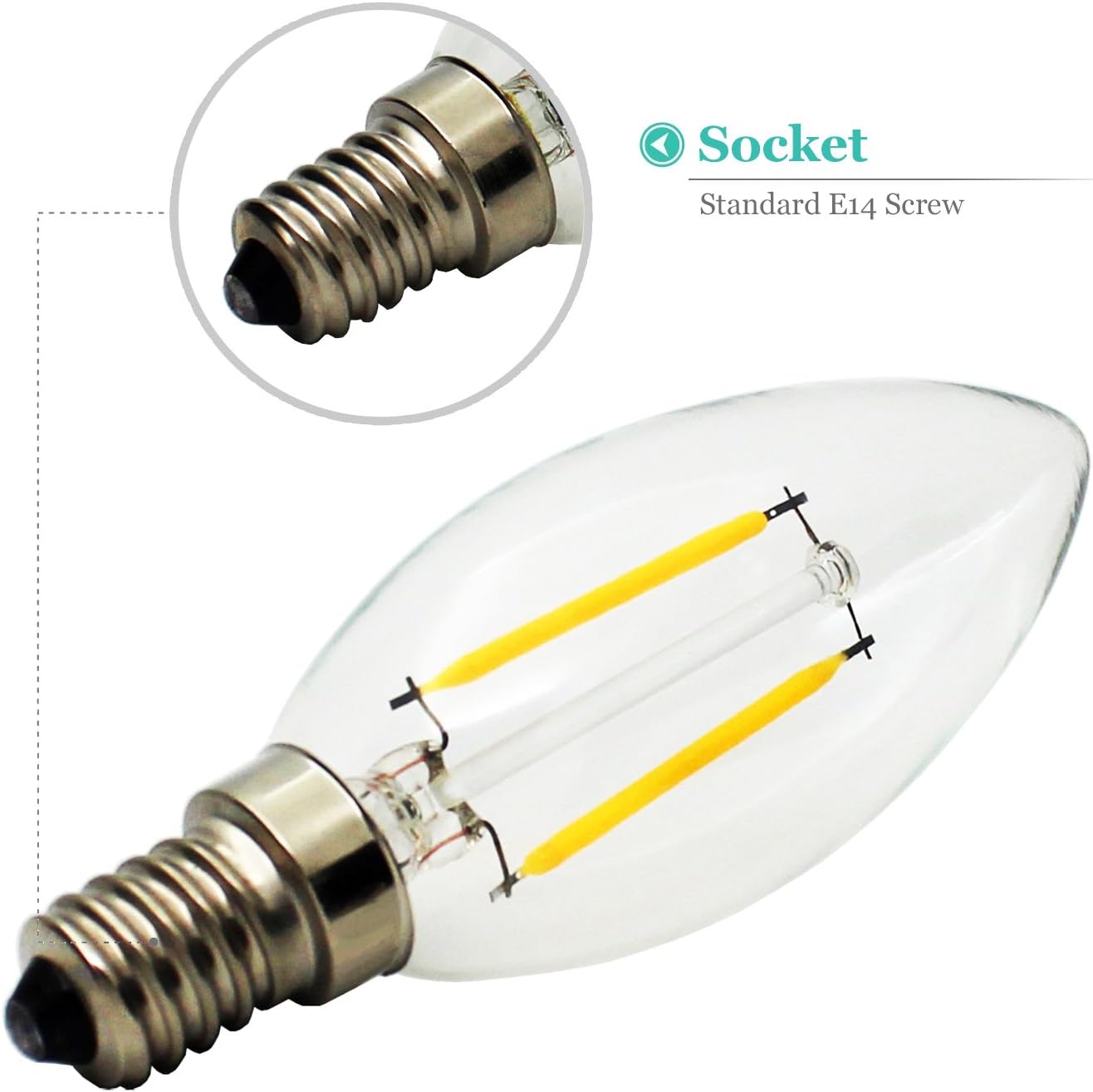 Garselis 10-Pack E14 2W Retro LED Filament Candle Bulbs Edison Antique Vintage Style Light Not Dimmable Warm White 2700K 150LM 15W Incandescent Replacement AC 220-240V - Image 4