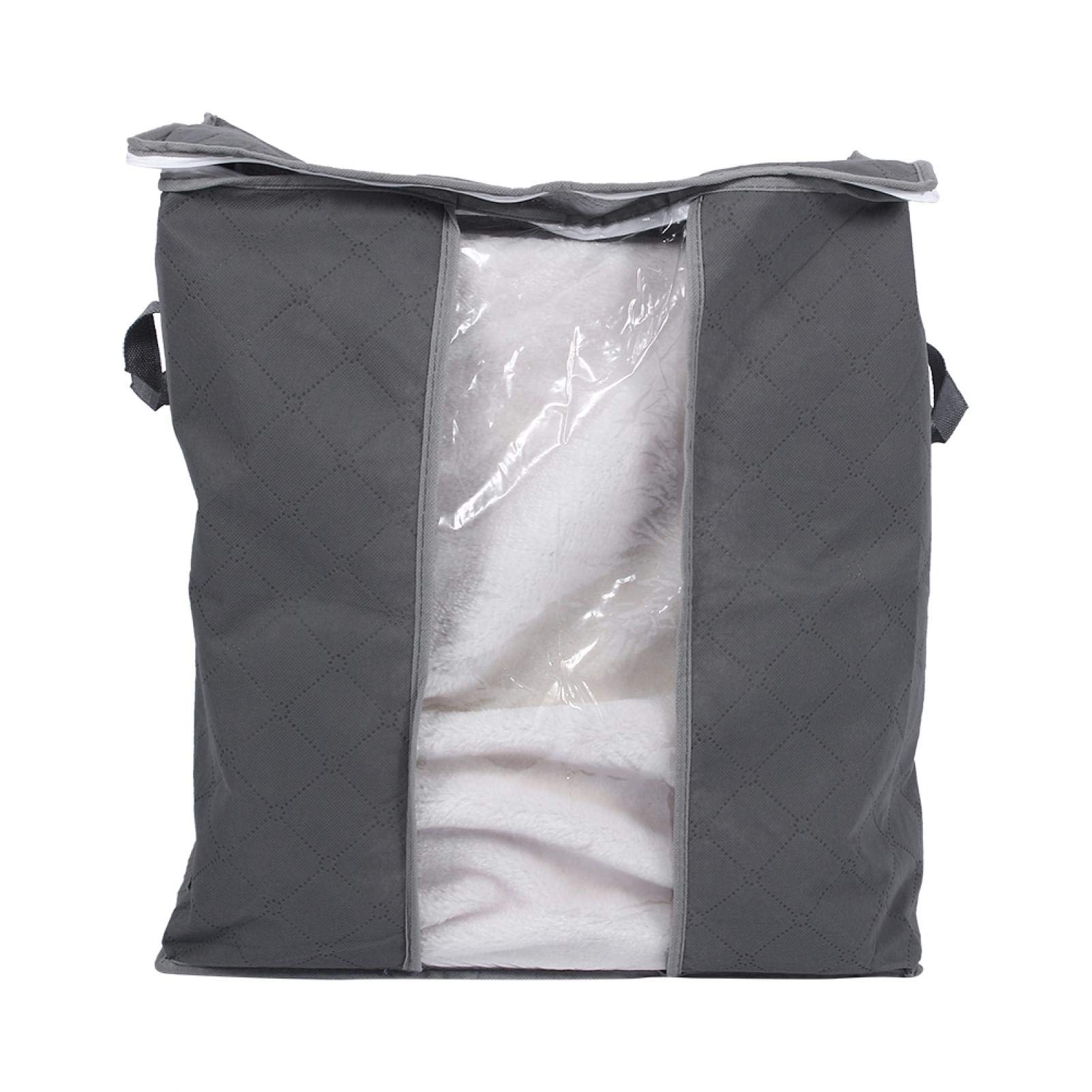 Tiiyee Clothes Storage Bags 67L Large Capacity Foldable Organizer for Blanket with Reinforced Handle and Zippers Sweater Clothes Storage Containers(Grey)
