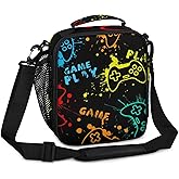 Video Game Boys Lunch Bag Insulated Lunch Box Portable Lunchbox with Adjustable Shoulder Strap and Water Bottle Holder for Work Travel Beach Picnic