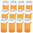 Plastic Medicine Pill Bottles with Child Resistant Caps - Push Down and Turn - Prescription Vial, Medicine Container, Pill Cases Dispenser Organizers (12pcs, 30 Dram)