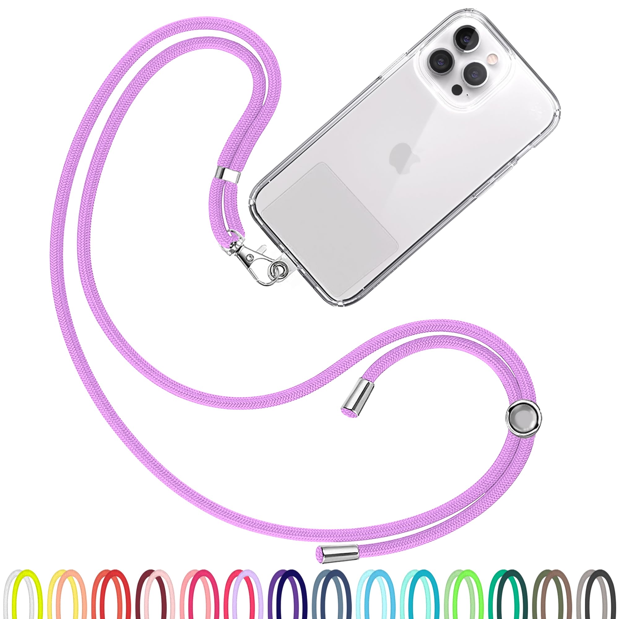 TBOC Cell Phone Lanyard [Violet] - Comfortable Universal Smartphone Lanyard - Easy to Use Neck Phone Holder [Clear Patch] - Adjustable Length Phone Strap Crossbody - Fits All Mobile Phones