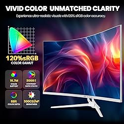 CRUA 32" White Curved Monitor, 4K