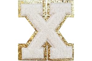 Letter Patches Varsity Glitters Chenille,3 PCS SPRT Iron on White Letter Patch,Alphabet Cloth Patch for Team Costume Decoration 3.1in Height X (3 Pieces)