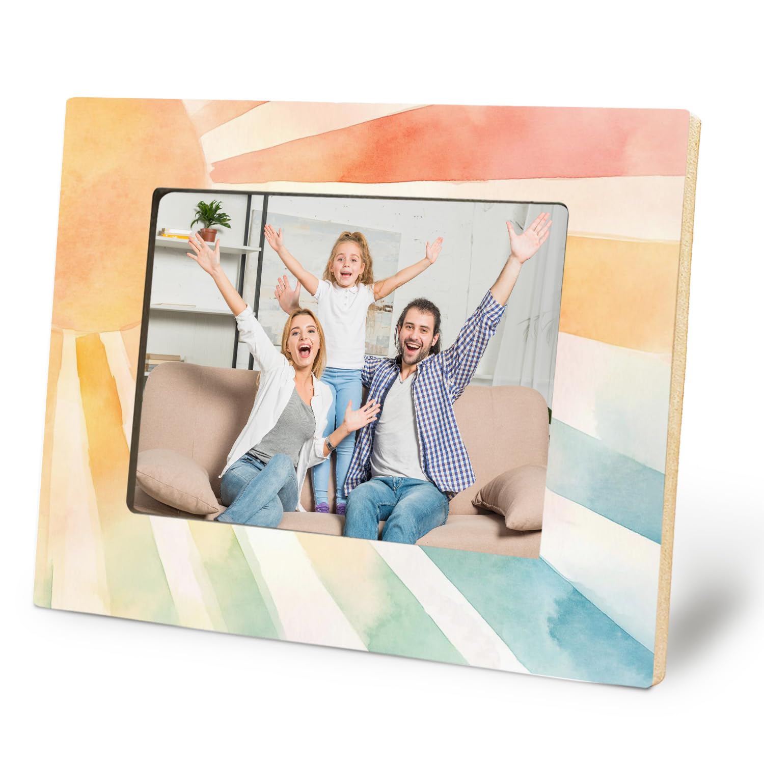 Photo 1 of UNCDLV Boho Rainbow Sunshine Nursery Picture Frame 5x7, Boho Photo Frame, Abstract Sunshine Sunrise Sunset Picture Photo Frames for Kids Room Nursery Home Tabletop Desk Shelf Decor