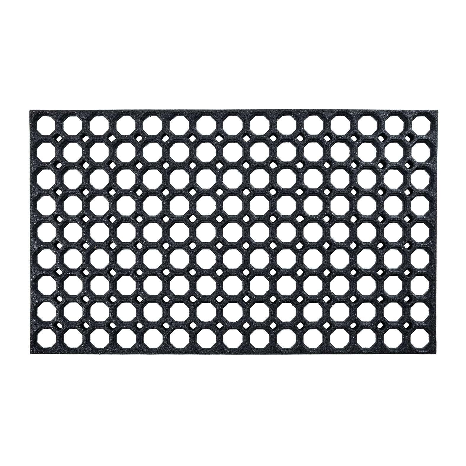 Honeycomb Outdoor Rubber Doormat Boot Scraper Front Door Mat, Heavy Duty Recycled Rubber with Drainage Holes, Anti Fatigue Dirt Scraper Playground Garden Matting (75x45cm, 1.3cm Thick, Medium)