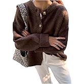 GORGLITTER Women's Button Up Cardigan Trendy Long Sleeve Chunky Knit Cozy Oversized Holiday Sweaters Outerwear