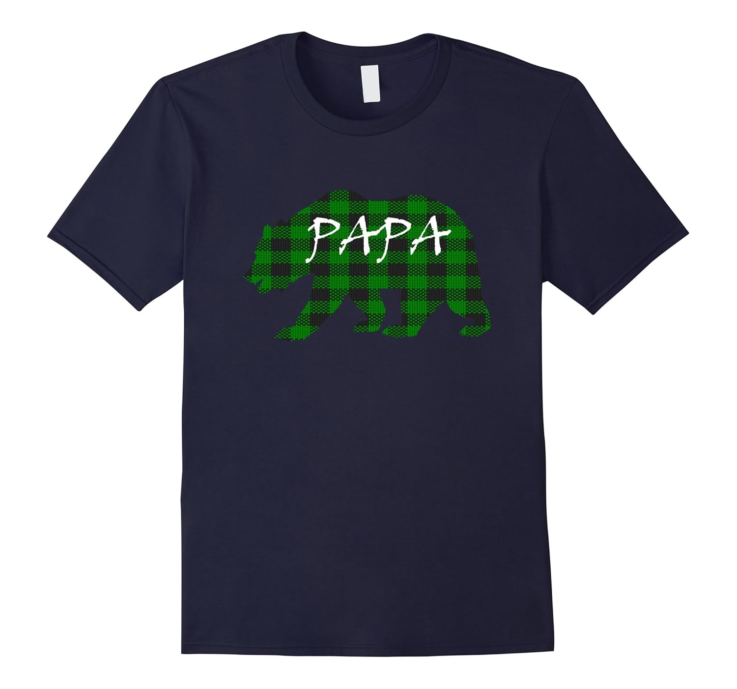 Retro Christmas Papa Daddy Plaid Buffalo Bear T Shirt-ANZ