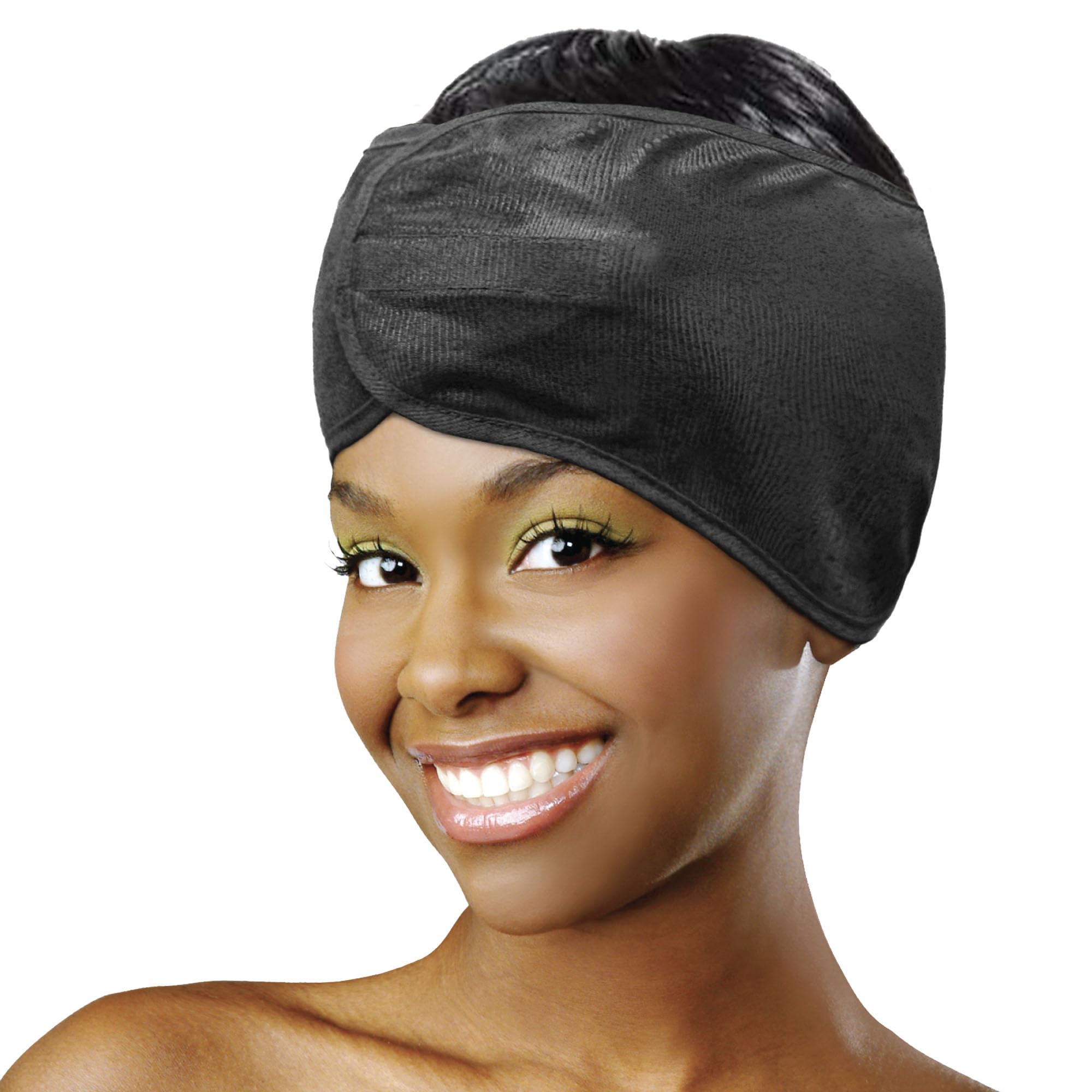 Photo 1 of DONNA Silky Satin Hair Wrap, Luxurious Head Wraps for Black Women, Premium Silk Hair Wrap for Nighttime Protection and Style Black Satin Headband, 1pc