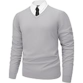 MAGNIVIT Men's V Neck Pullover Light Weight Long Sleeve Knit Soft Fashion Ribbed Sweater