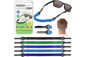 ANYGIFT Glasses Strap,5PCS Eyeglasses Strap Adjustable Sunglasses Strap for Men Women, Anti-Slip Kids Glasses Strap Sports Eye Glasses Holder Straps(8.7inch, Black/Deep Blue/Green/Blue/Light Blue)
