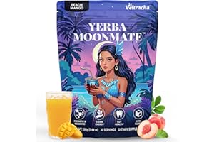 VELTRACHA Yerba Mate Instant Tea Powder, 4-in-1 Functional Yerba Extract with Prebiotics & Probiotics, Low Sugar Clean Energy Drink for Focus, Gut Health & Reduce Brain Fog, Peach Mango - 30 Servings