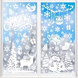 VEYLIN Xmas Window Clings 141 Static Snow Flakes 8 Sheets Merry Christmas view 7