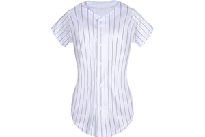 QTWW INC Womens Baseball Jersey Button Down Softball Jersey Short Sleeve Tee Hip Hop Shirt Active Team Sports Uniforms