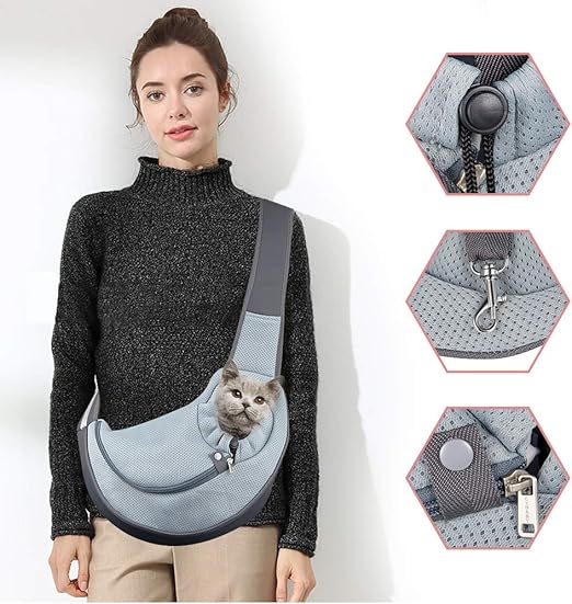 CUBY Pet Dog and Cat Sling Carrier Hands Free Breathable Mesh Adjustable Puppy Bag Travel Safe