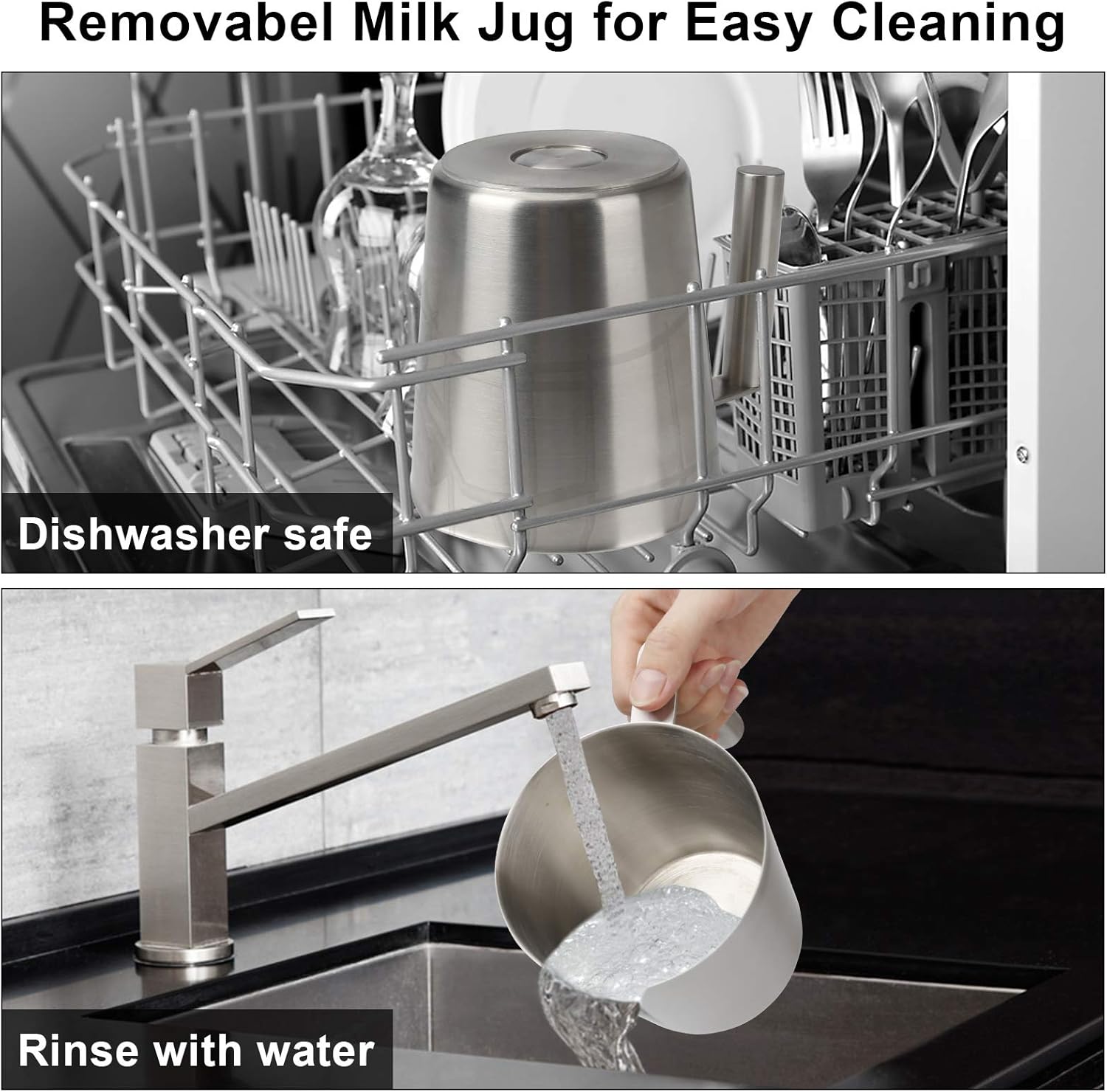 Secura 4 in 1 Electric Automatic Milk Frother and Hot Chocolate Maker Machine 17oz/500ml Foam Stainless Steel Dishwasher Safe Cordless Detachable Milk Jug: Kitchen & Dining