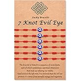 Tarsus (Ver.3) Evil Eye 7 Knot Lucky Bracelets Adjustable Red String Amulet for Women Men 6 Pcs Bracelets