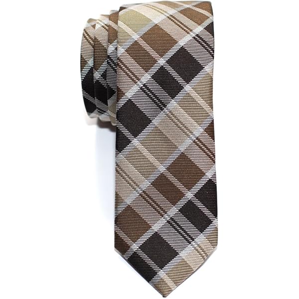 Retreez Plaid Check Woven Microfiber Skinny Tie - Turquoise | 2" Width, 58" Length | Casual & Formal Unisex Tie
