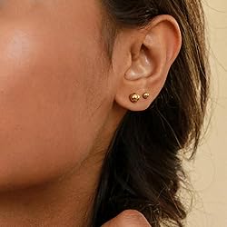5 Pairs 14K Gold Plated Stud Earrings for