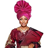 ASO OKE African Headpiece Nigerian Headwear,auto gele Nigerian Headwear,Headwraps for Woment,Monochrome Elastic Women's hat
