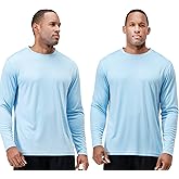 DEVOPS 2 Pack Men's Sun Protection Quick Dry Long Sleeve Rash Guard Fishing Running Garden Cycling Garage Homewear Shirt
