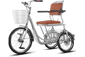 Tricycle, Self-Propelled Tricycle with 20-Inch Front Wheel and 16-Inch Rear Wheel, Elderly Scooter, Pedal Car, Suitable for W