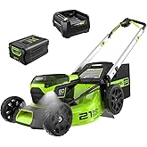 Greenworks 60V 21" Cordless Push Lawn Mower, 5.0 Ah Battery and Charger Included