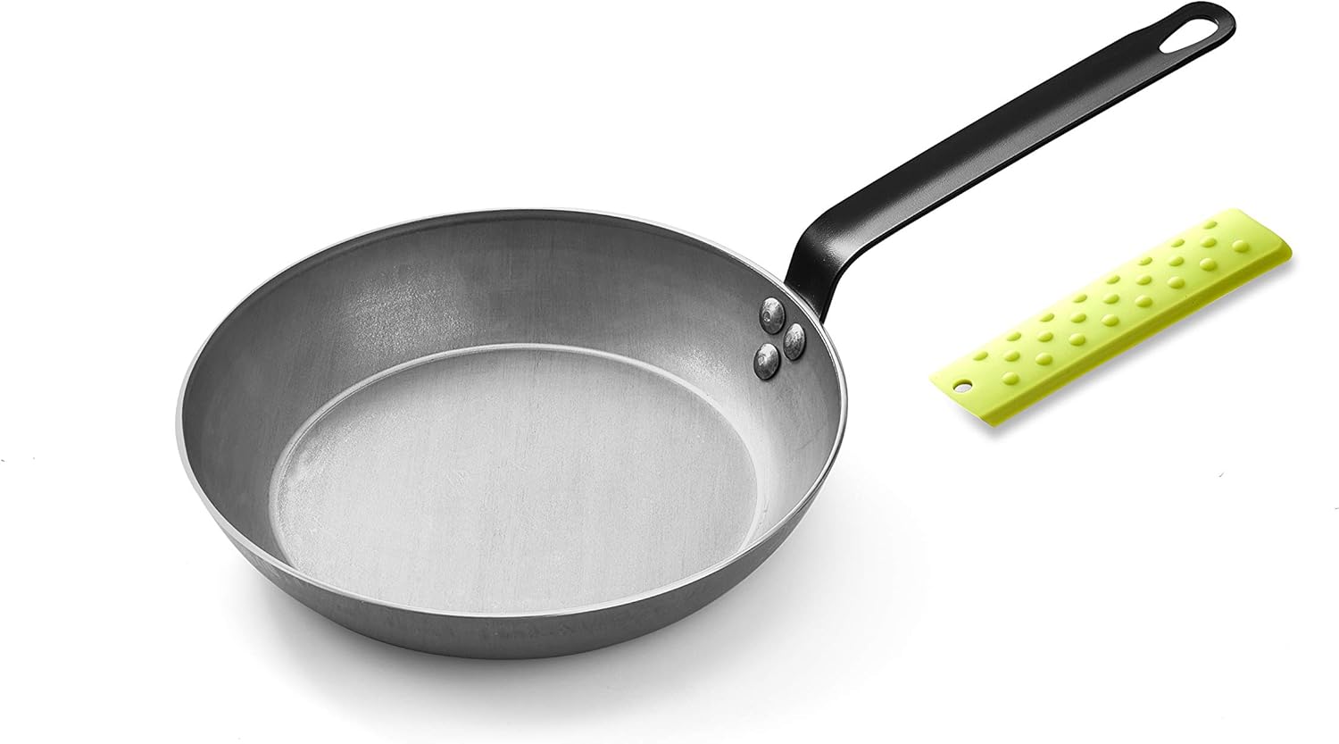 Letschef Nature Carbon Steel Frying Pan, Silver, 10-inch, 3.0mm Thickness