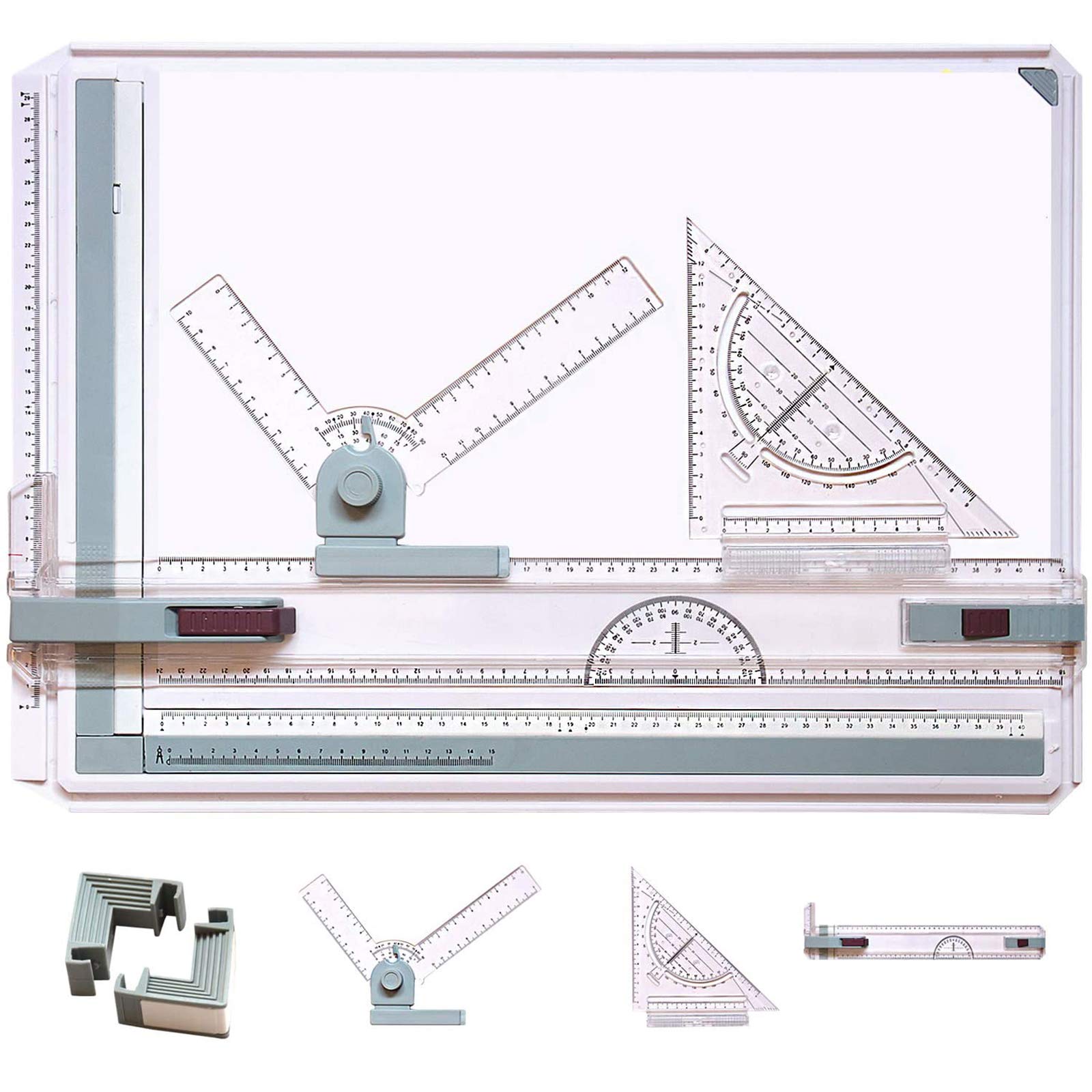 TEHEO A3 Drawing Board, Drafting Table Multi-Function Painting, Writing & Drawing Table with Parallel Motion and Adjustable Angle, Technical Drawing, Metric System Art, Architectural Graphics Supplies