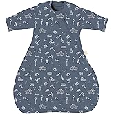 GUNAMUNA Long-Sleeve Transitional Swaddle Sleep Bag 1.0 TOG – Soothes Infants 3-6 Months, Easy Diaper Changes with WONDERZiP