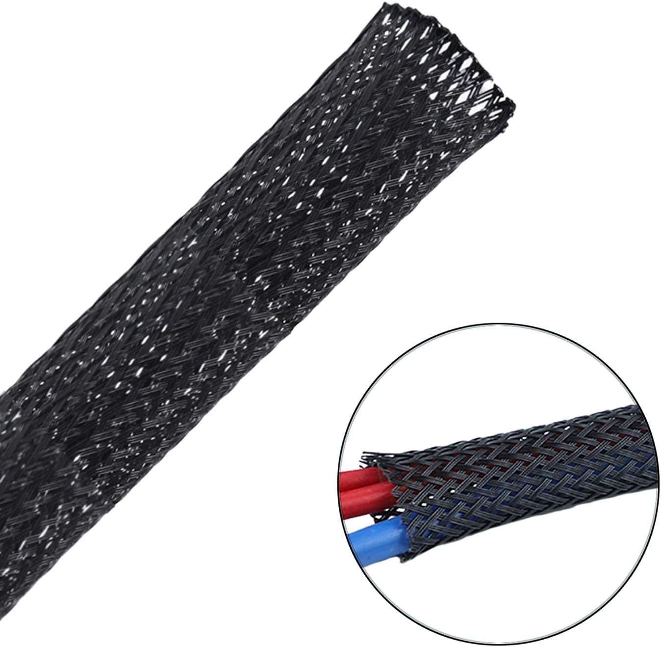 Besteek 50ft - 1/4 Inch Nylon Expandable Braided Cable Sleeving, Braided Wire Sleeve, Cable Sheath Mesh Wire Loom