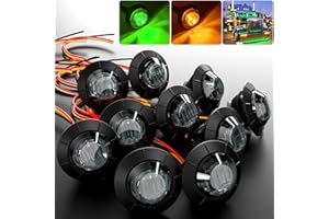 BJZ 3/4" Round Trailer Marker LED Lights Amber to Green Dual Color Side Clearance Tail Bullet Light 12V 4LED Indicator Light w/Smoked Lens for Trailer Truck Van RV ATV Bus, 10Pcs