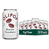 OLIPOP 9g Fiber Prebiotic Soda, Doctor Goodwin, 12 fl oz, 12 Pack | Refrigerated Prebiotic Soda, 9g Fiber, 3g Sugar, Digestive Health Support, Prebiotics &amp; Botanicals, Gluten Free, Non GMO