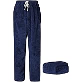 Cromoncent Men's Fuzzy Plush Pajama Pants, Fleece Fluffy Pj Pants for Men, Warm Winter Cozy Lounge Sleepwear Bottoms, XS-4XL