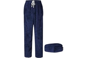Cromoncent Men’s Plush Warm Pajama Pants with Pockets
