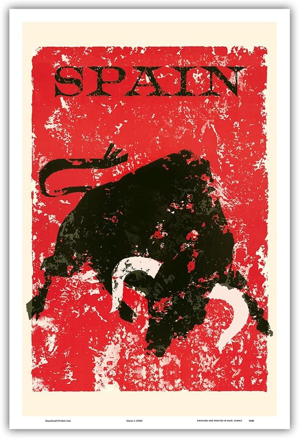 Spain - Spanish Bull Fighting - Vintage Travel Poster c.1950s - Master Art Print (Unframed) 12in x 18in