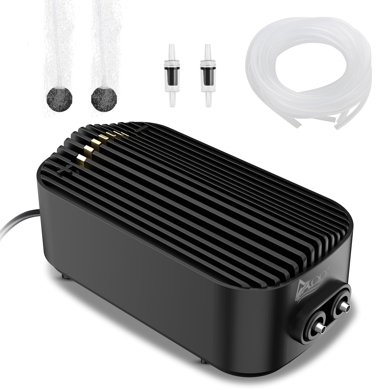 Photo 1 of AQQA Aquarium Air Pump, Dual Outlet Fish Tank Air Pump, 3W/5W/7W Adjustable Oxygen Pump, Ultra Quiet Air Bubbler Aerator for Fish with Accessories, for Tank Up to 240 Gallon (7W 110 GPH)