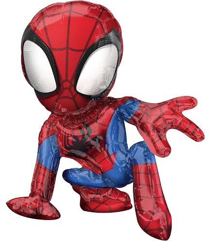 SAVITA Bannière « Happy Birthday » sur le thème de l'araignée, ballons rouges et bleus en aluminium, bannière décorative pour garçons et enfants, fournitures de fête d'anniversaire sur le thème de