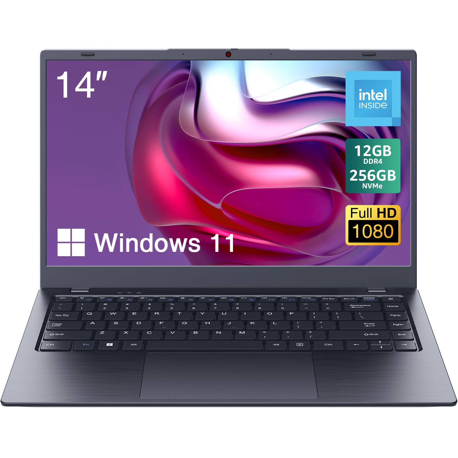 Photo 1 of BiTECOOL Laptop Computer, 12GB RAM 256GB NVMe SSD, N5095 Quad Core (up to 2.9GHz), 14-inch FHD IPS Display, Win 11 Pro Laptop, 2.4G/5G WiFi, BT4.2, Type C, Lightweight and Portable