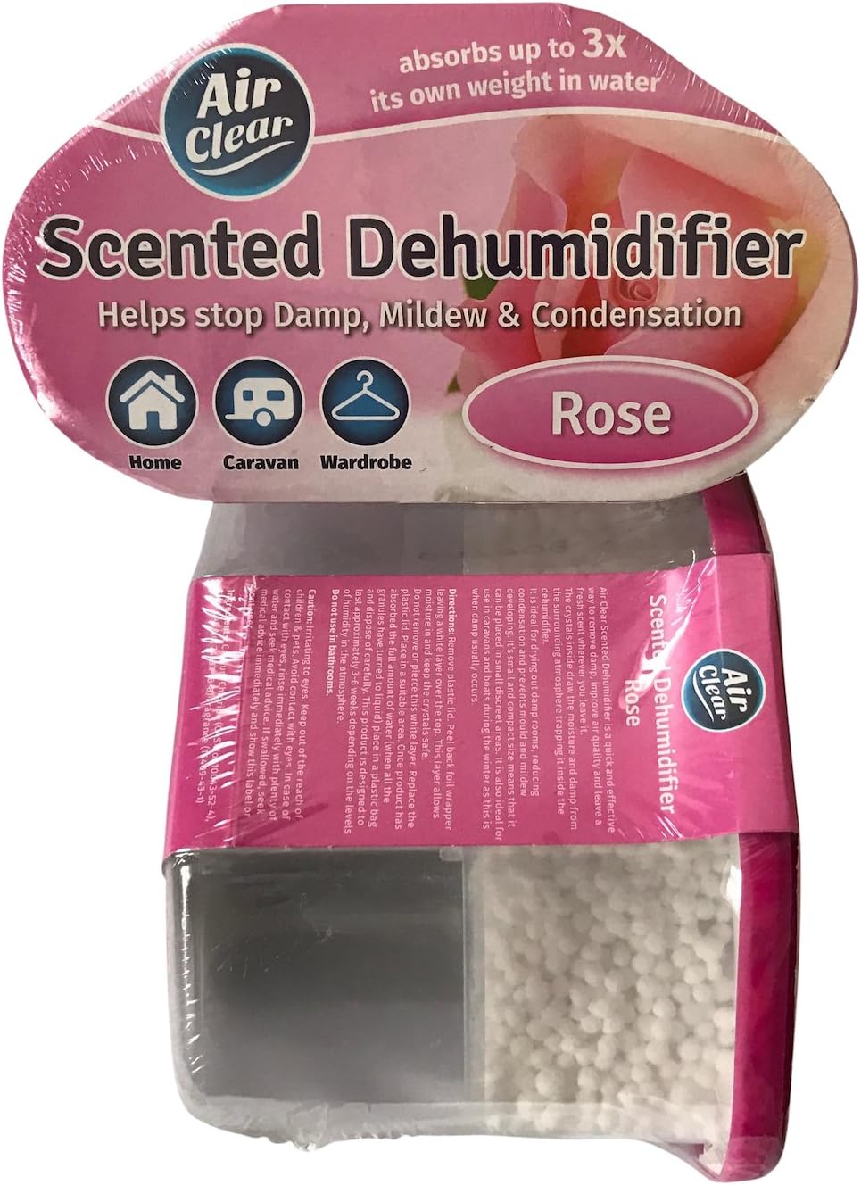 Dehumidifier scented crystals for home, wardrobe hanging bags, or small enough for car. Helps to eliminate condensation. (Rose)