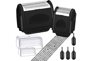 Nezyo 2 Pack Identity Protection Roller Stamp Identity Theft, Confidential, Privacy Roller Stamp Information Blocker and 4 Pack Refill Ink for ID Account Data Address Security(Black)