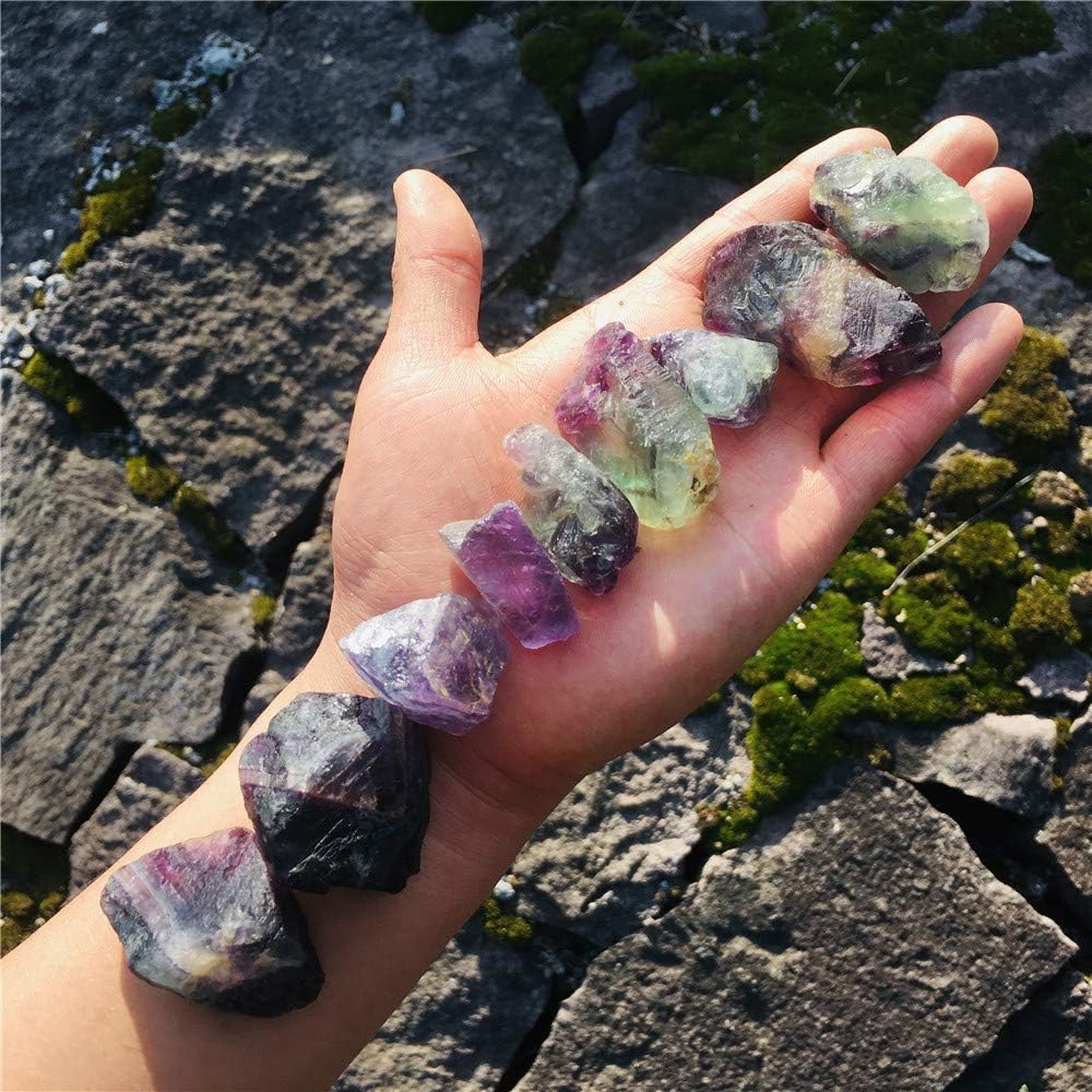 Simurg Raw Fluorite Stone 1lb ''A'' Grade Rainbow Fluorite Rough Crystal - Green Fluorite Rocks for Cabbing, Tumbling, Cutting, Lapidary, Polishing, Reiki Crytsal Healing: Home & Kitchen