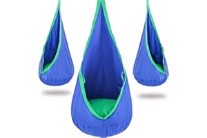 YAERSI Kids Pod Swing Seat 100% Cotton Child Hammock Chair with PVC Inflatable Cushion for Indoor and Outdoor Use Portable