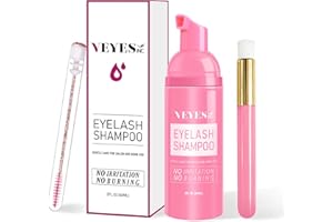 VEYES INC Lash Shampoo for Lash Extensions. Eyelash Wash for Extensions & Natural Lashes. Eyelash Extension Cleanser + Brush,Oil & Sulfate Free,60ml. Lash Supplies for Salon & Home Care