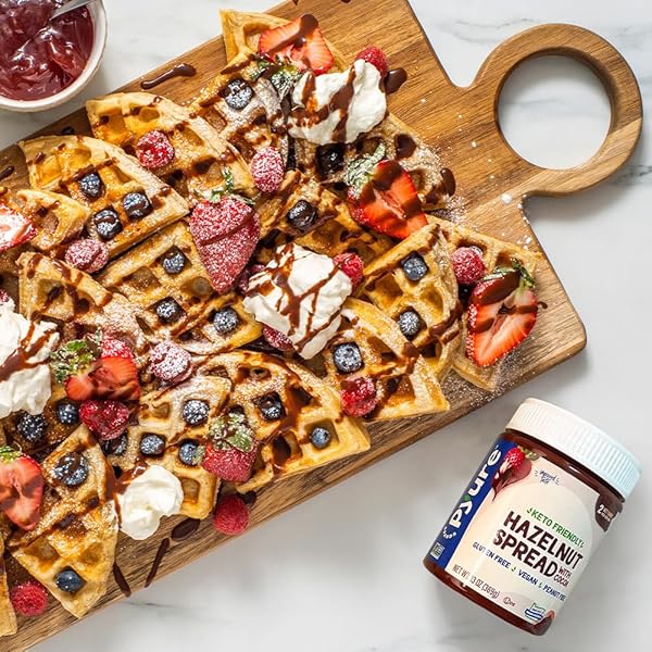 PYURE KETO HAZELNUT CHOCOLATE SPREAD | SUGAR-FREE, LOW CARB, VEGAN NUTELLA ALTERNATIVE | 2G NET CARBS, GLUTEN-FREE, PEANUT-FREE, PLANT-BASED, NON-GMO, KETO SNACK, VEGAN SWEETS | 13 OZ JAR